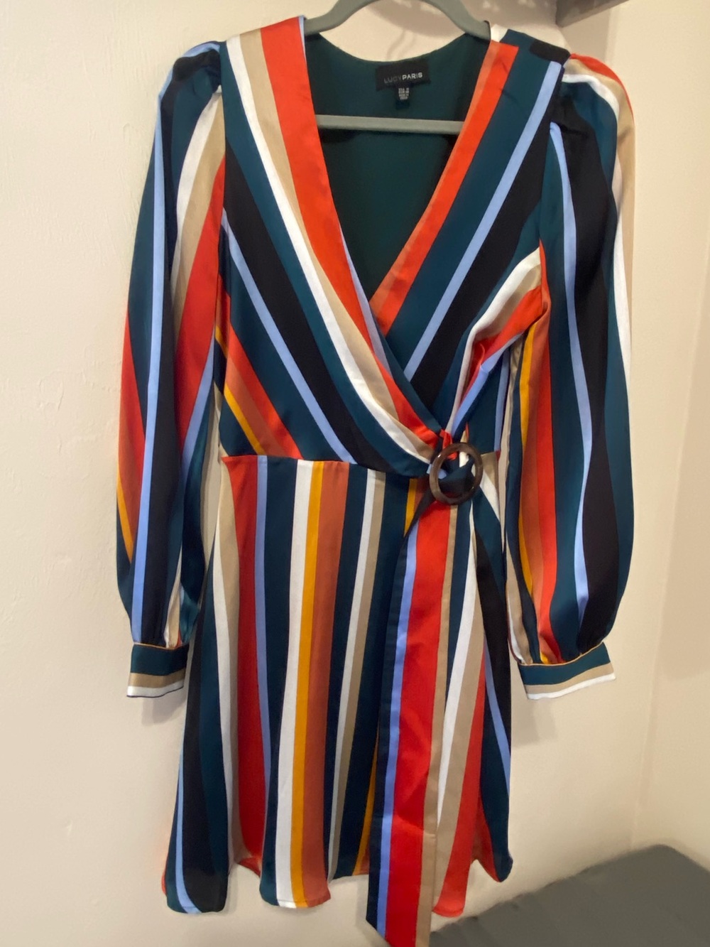 Striped Wrap Dress in Multicolor